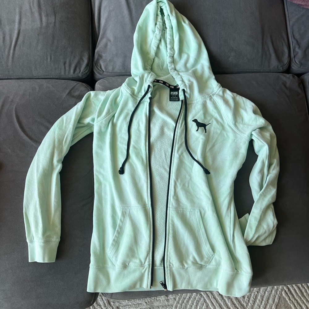 Victoria’s Secret PINK mint green, long tunic hoodie, medium